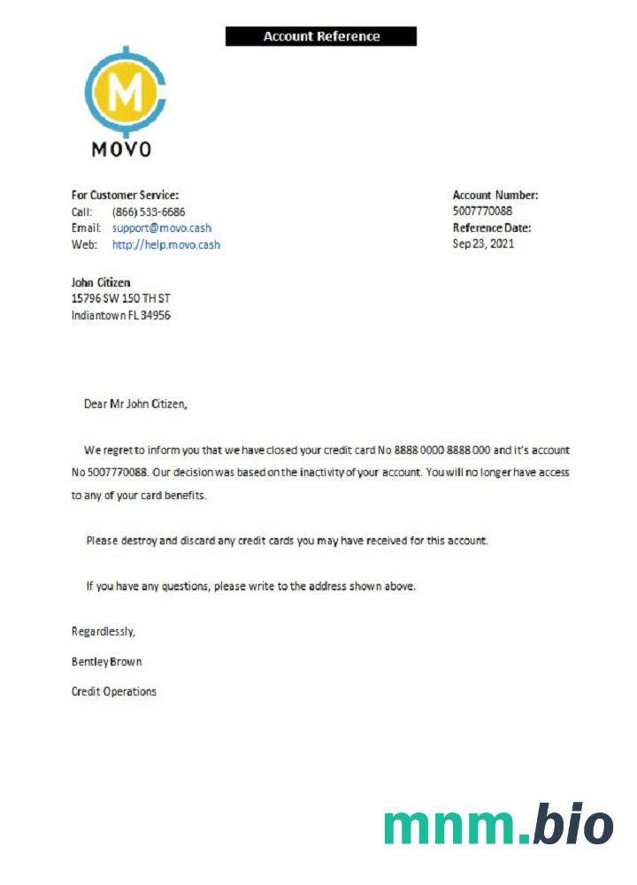 Przykład zamknięcia movo w USA w formatach Word i PDF
